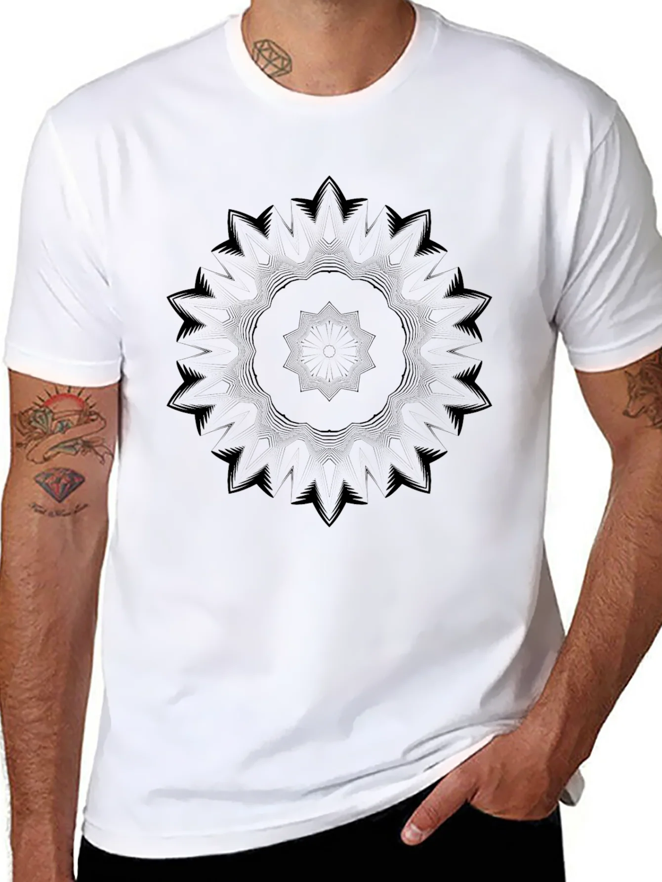Camiseta Negra Mandala Hombre Casual