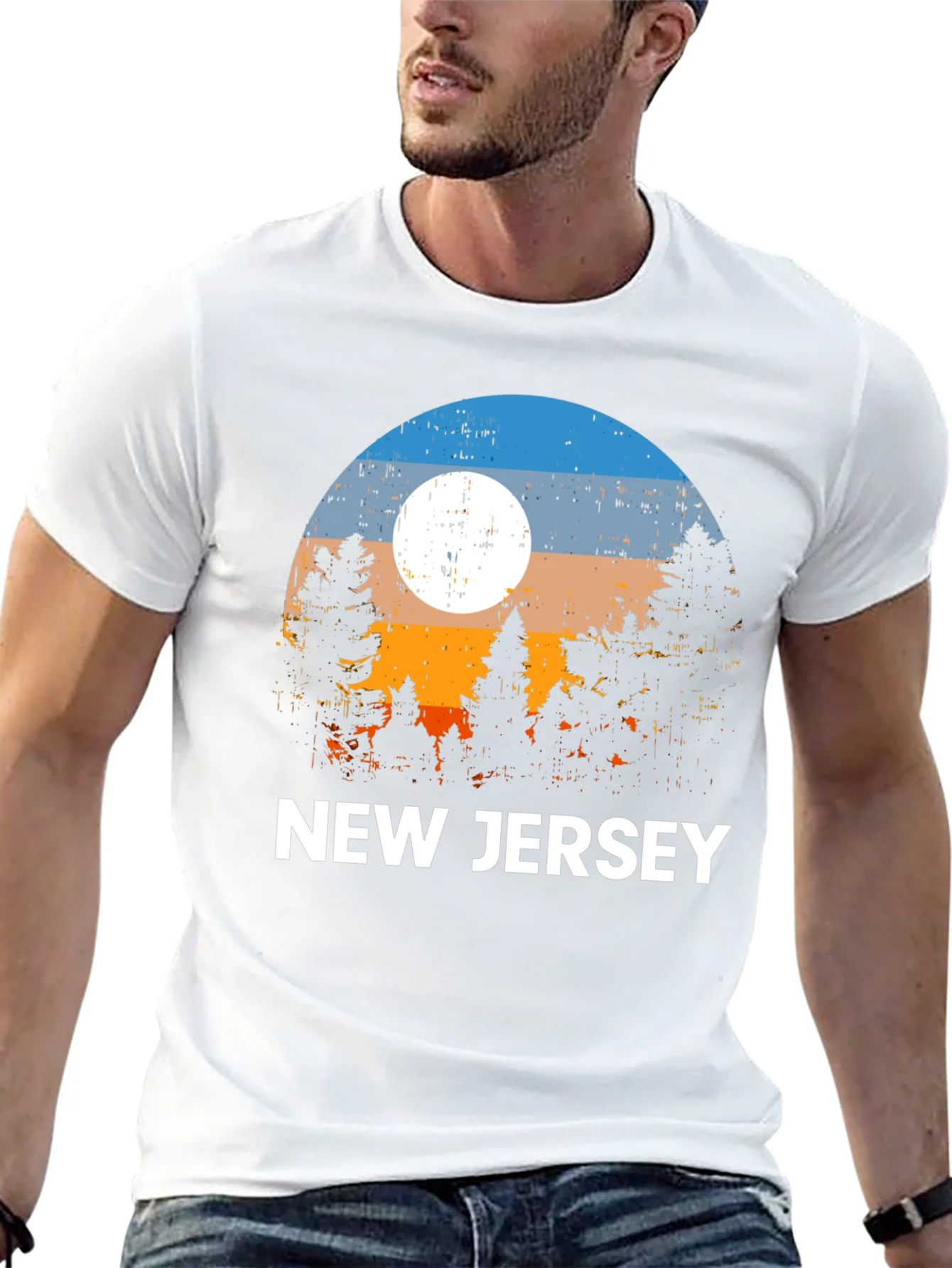 Camiseta Hombre Dise?o Atardecer New Jersey