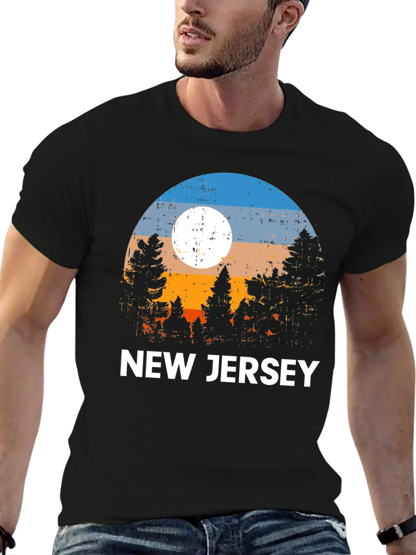 Camiseta Hombre Dise?o Atardecer New Jersey
