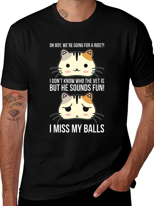 Rebbecca Funny Cat Neutering T-Shirt - Ride Vet and Missing Balls Humor