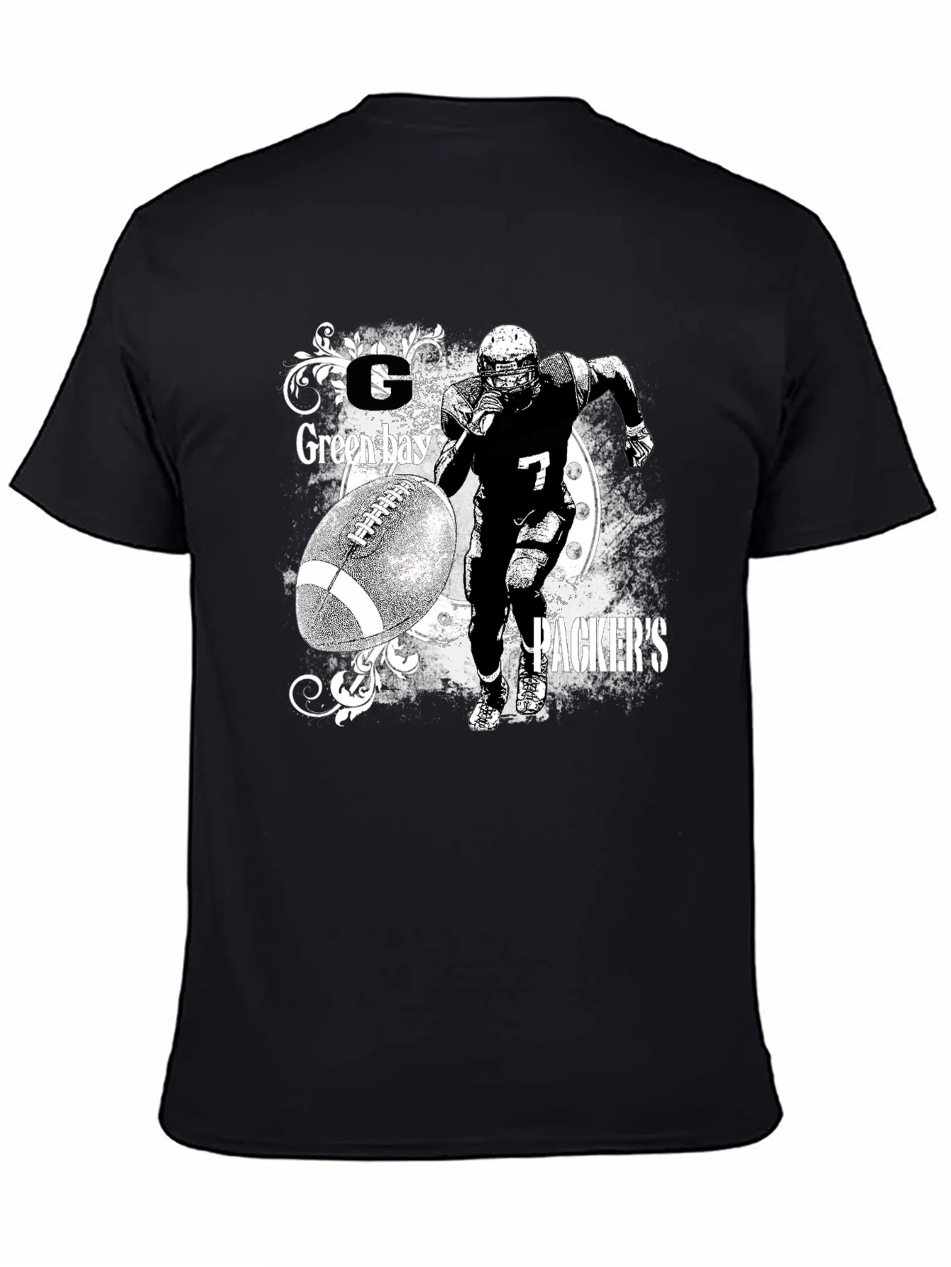 Camiseta Hombre Negro Dise?o Packers F¨²tbol Americano