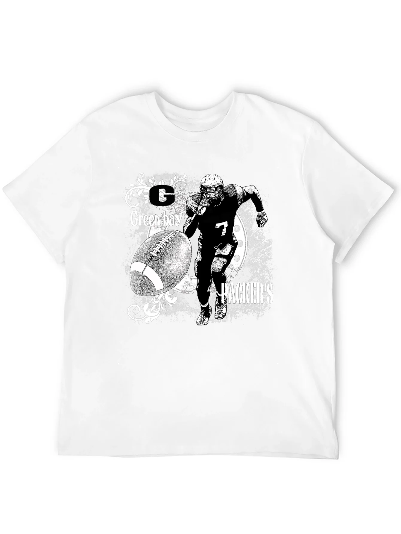 Camiseta Hombre Negro Dise?o Packers F¨²tbol Americano