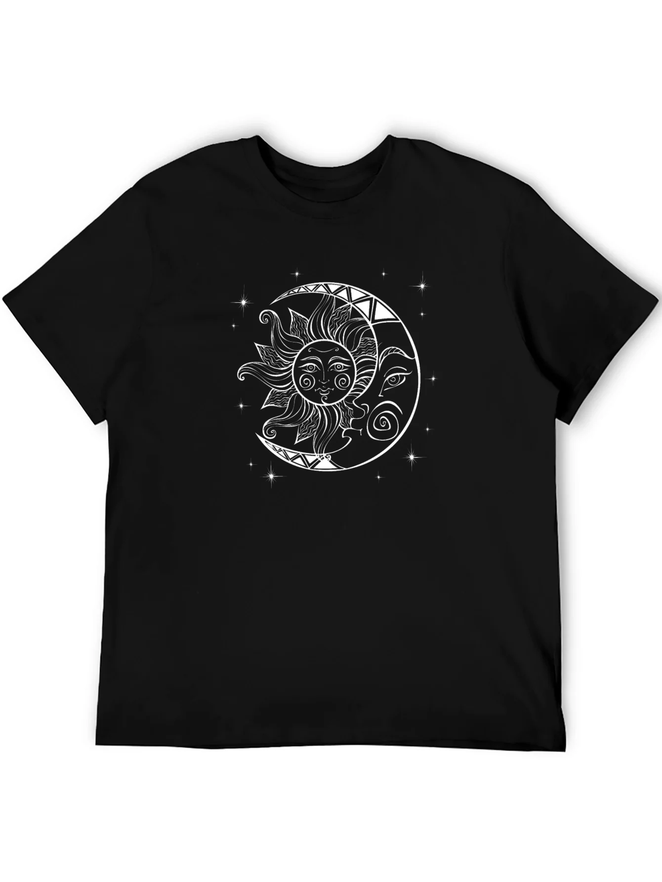 Camiseta Negra con Dise?o de Sol y Luna