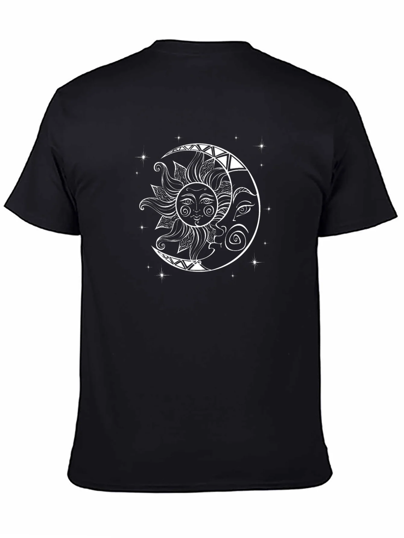 Camiseta Negra con Dise?o de Sol y Luna