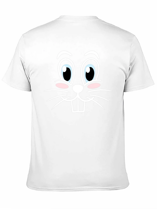 Rebbecca Cute Bunny Face Graphic Tee - Black Cotton T-Shirt