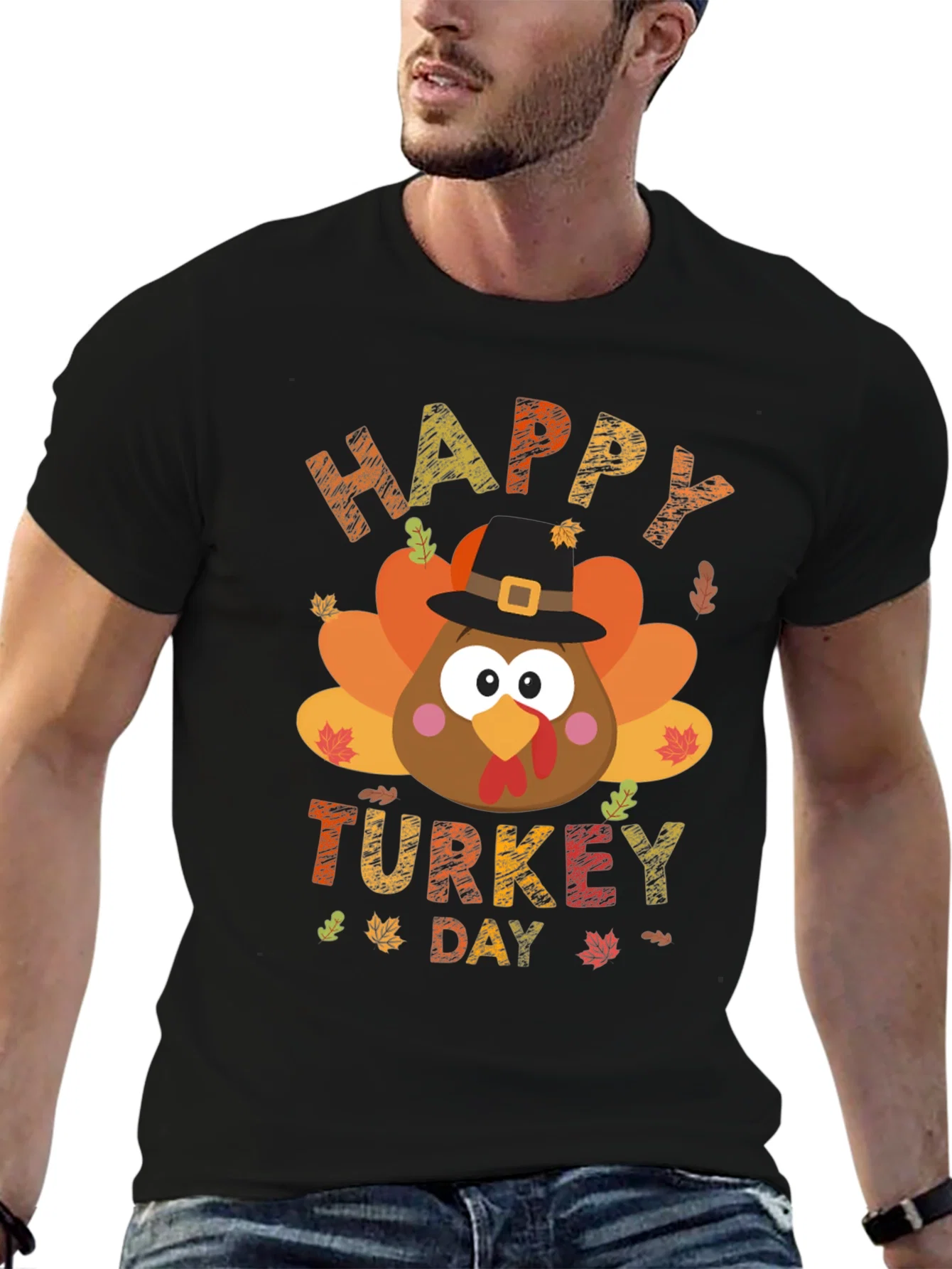 Rebbecca Happy Turkey Day Graphic Tee - Black