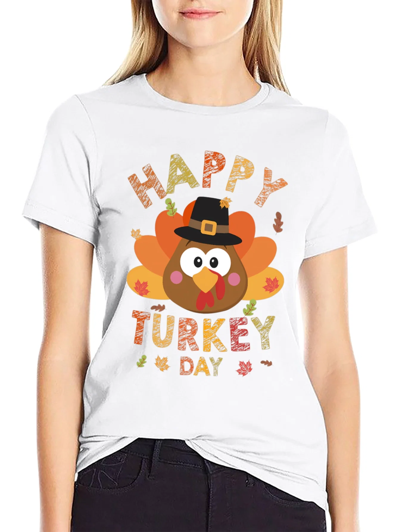 Rebbecca Happy Turkey Day Graphic Tee - Black