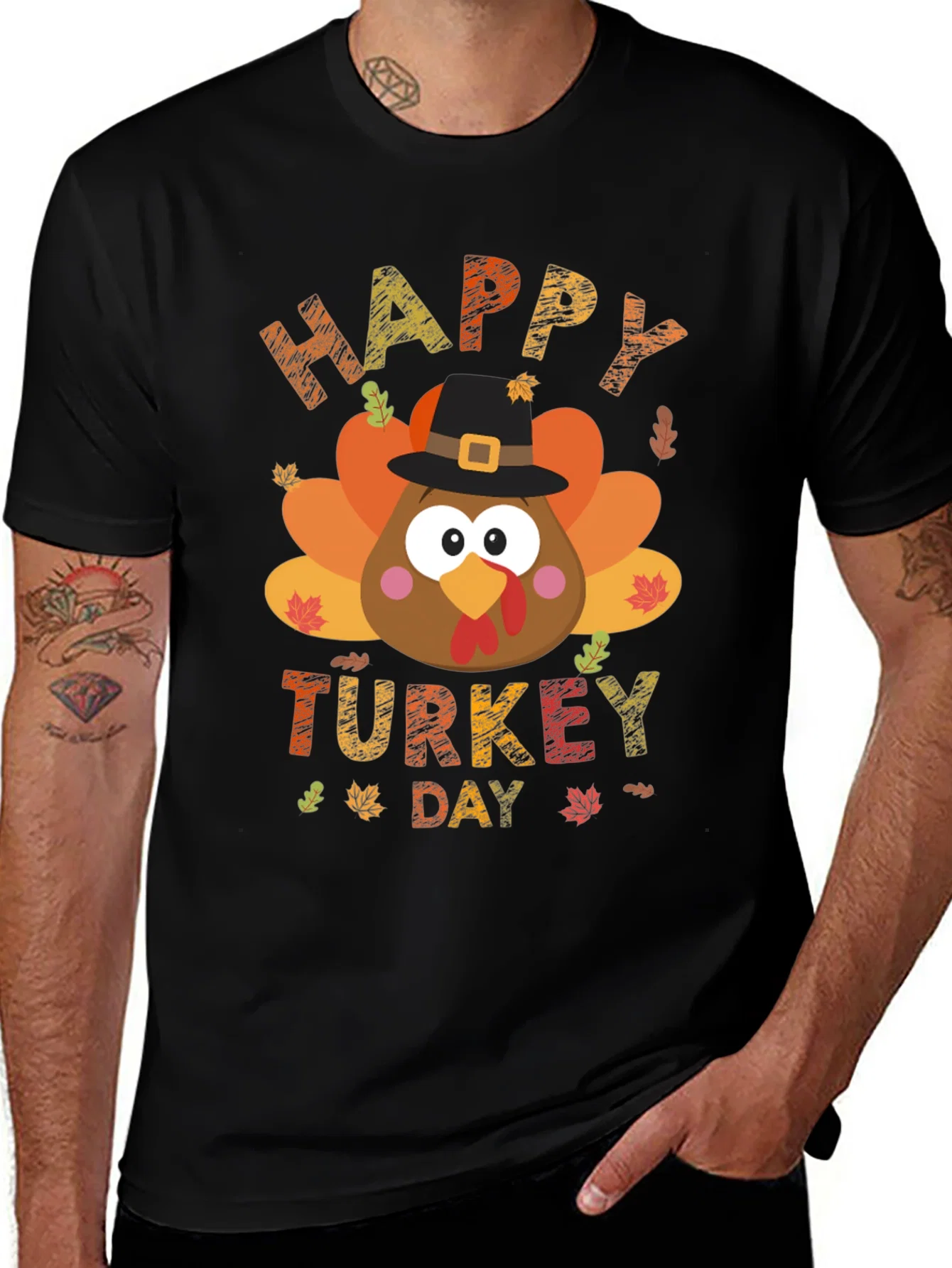 Rebbecca Happy Turkey Day Graphic Tee - Black