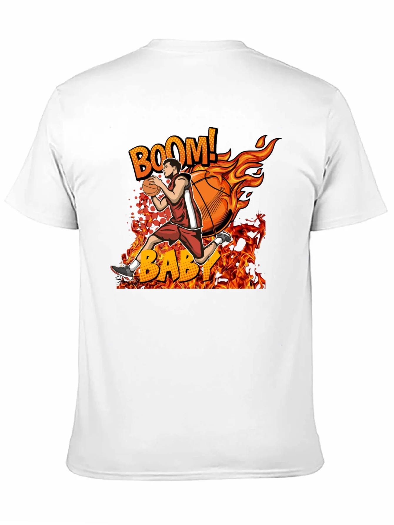 Camiseta Hombre Dise?o Baloncesto en Llamas