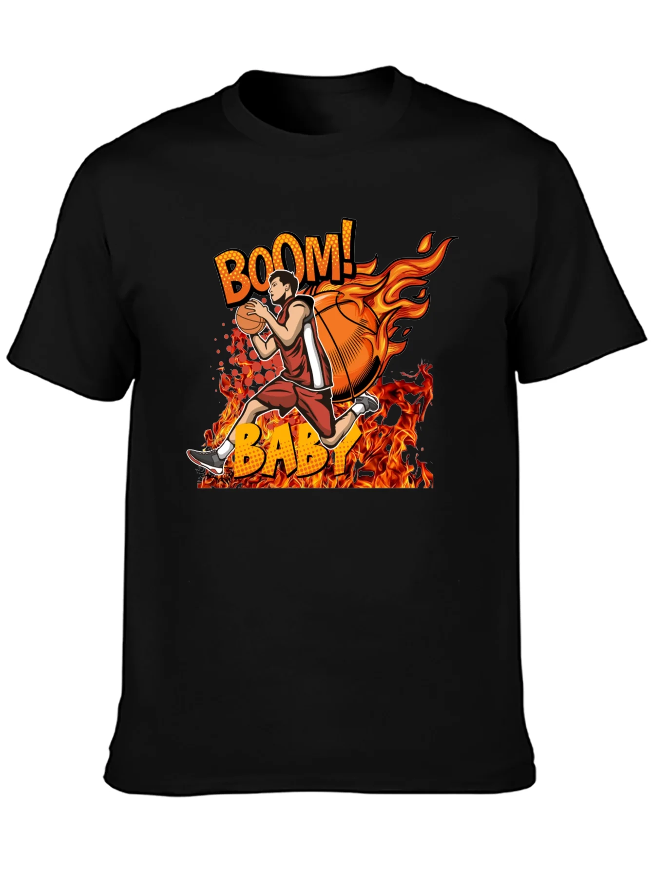 Camiseta Hombre Dise?o Baloncesto en Llamas