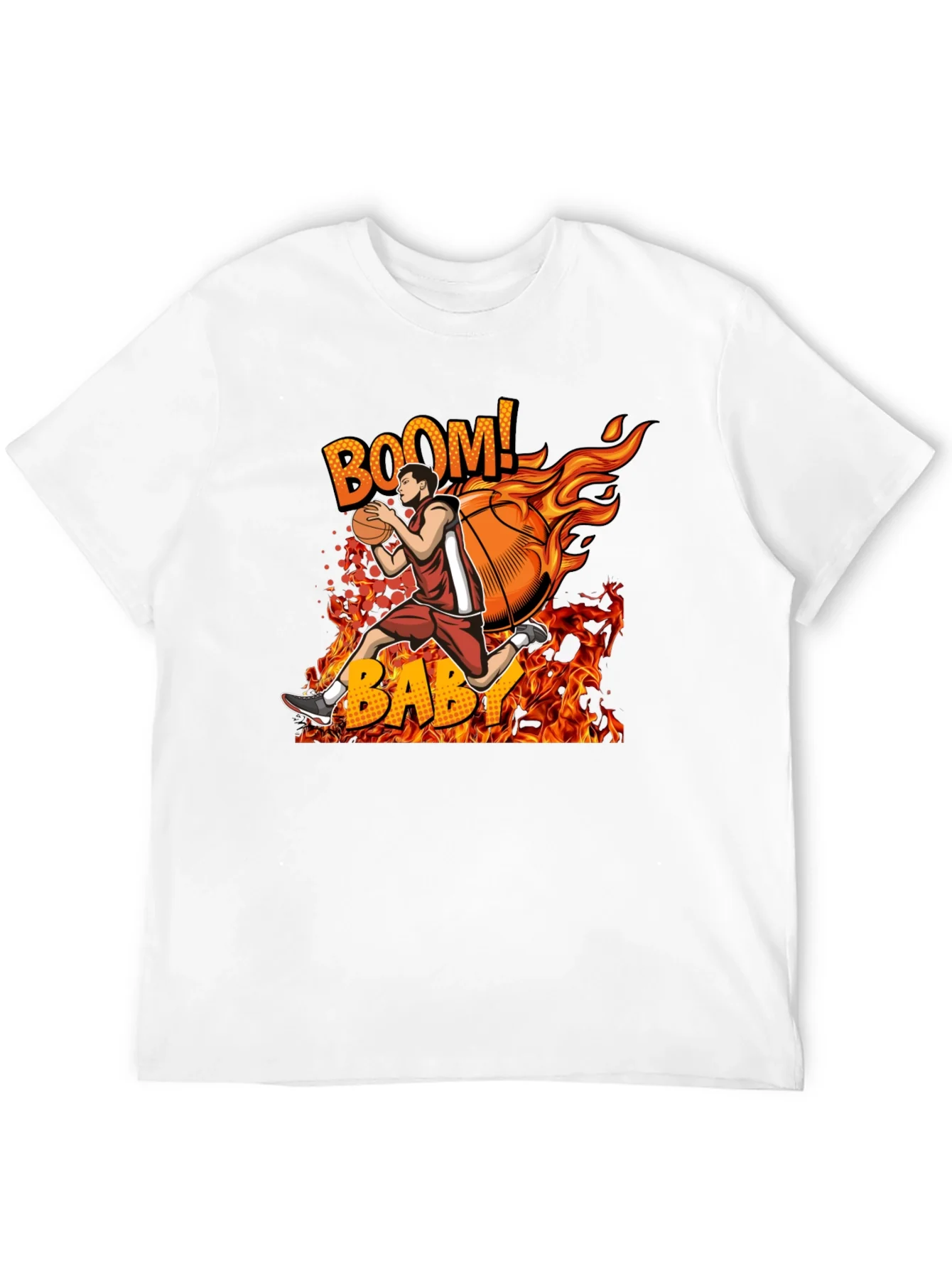 Camiseta Hombre Dise?o Baloncesto en Llamas