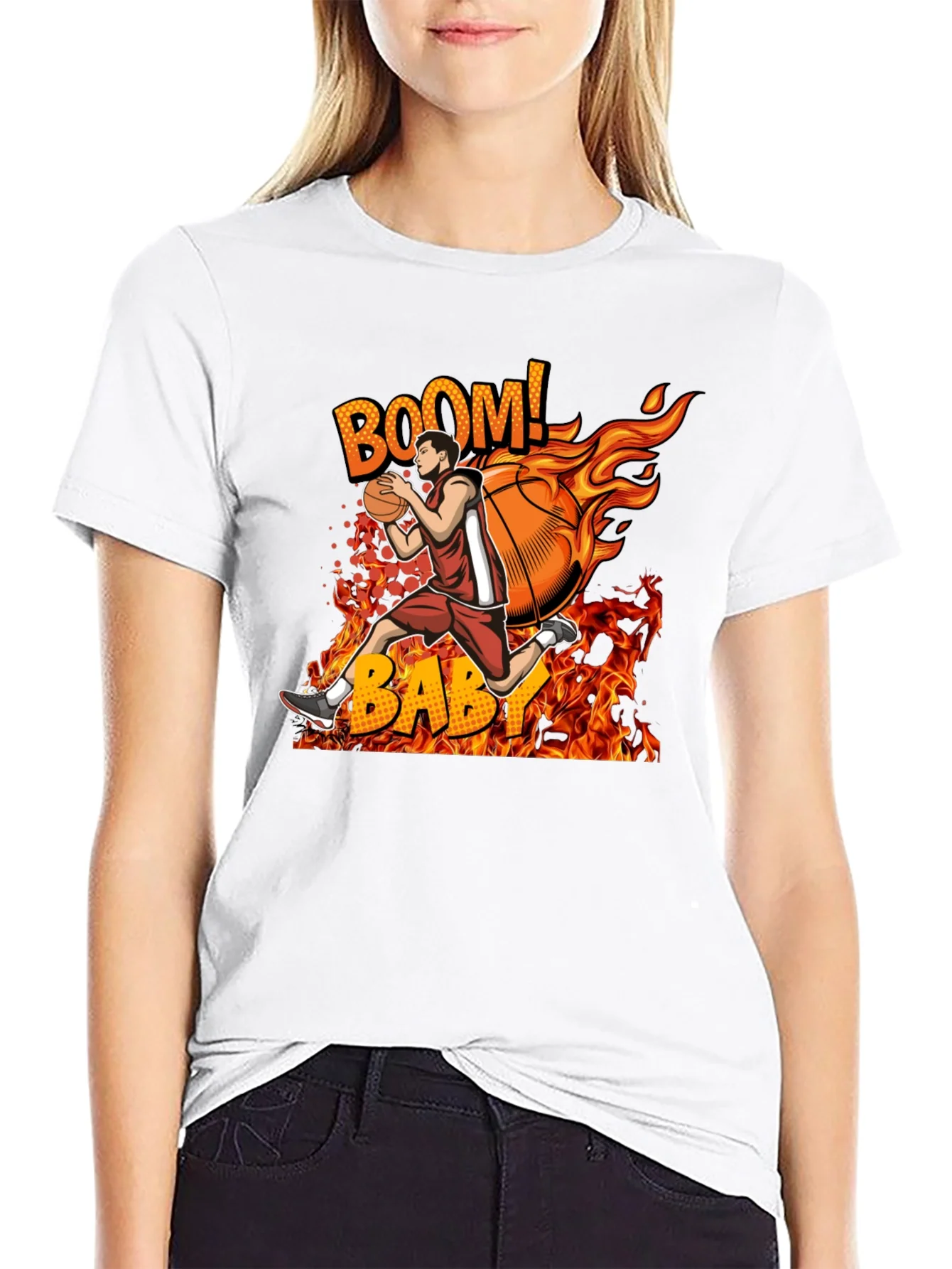 Camiseta Hombre Dise?o Baloncesto en Llamas