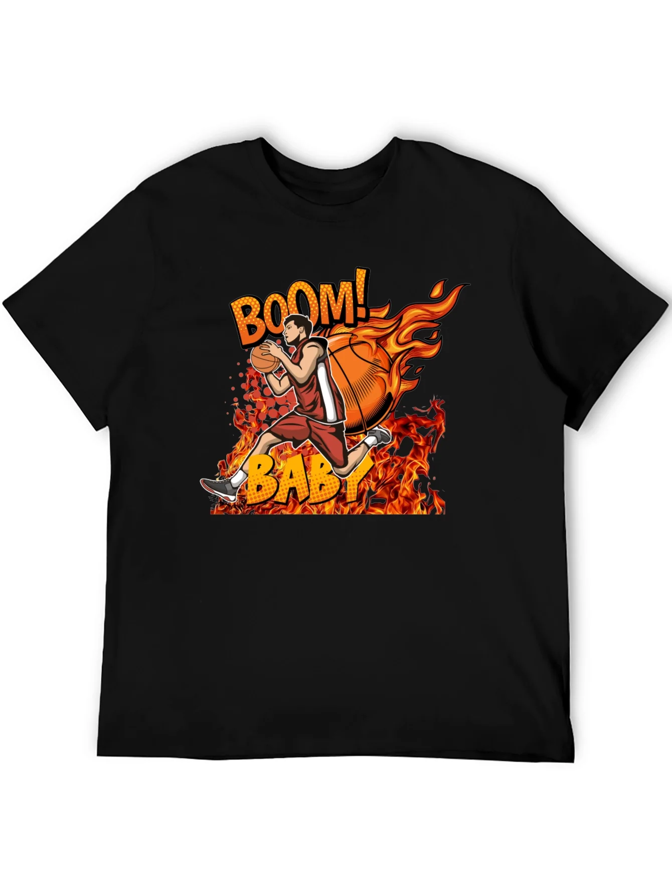Camiseta Hombre Dise?o Baloncesto en Llamas
