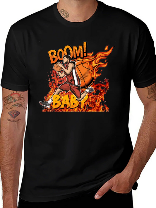 Camiseta Hombre Dise?o Baloncesto en Llamas