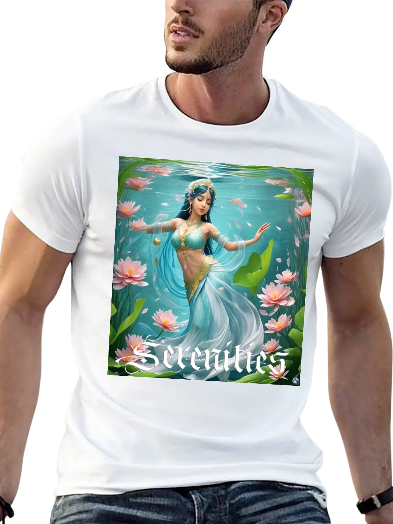 Camiseta Negra con Dise?o Acu¨¢tico de Serenidad