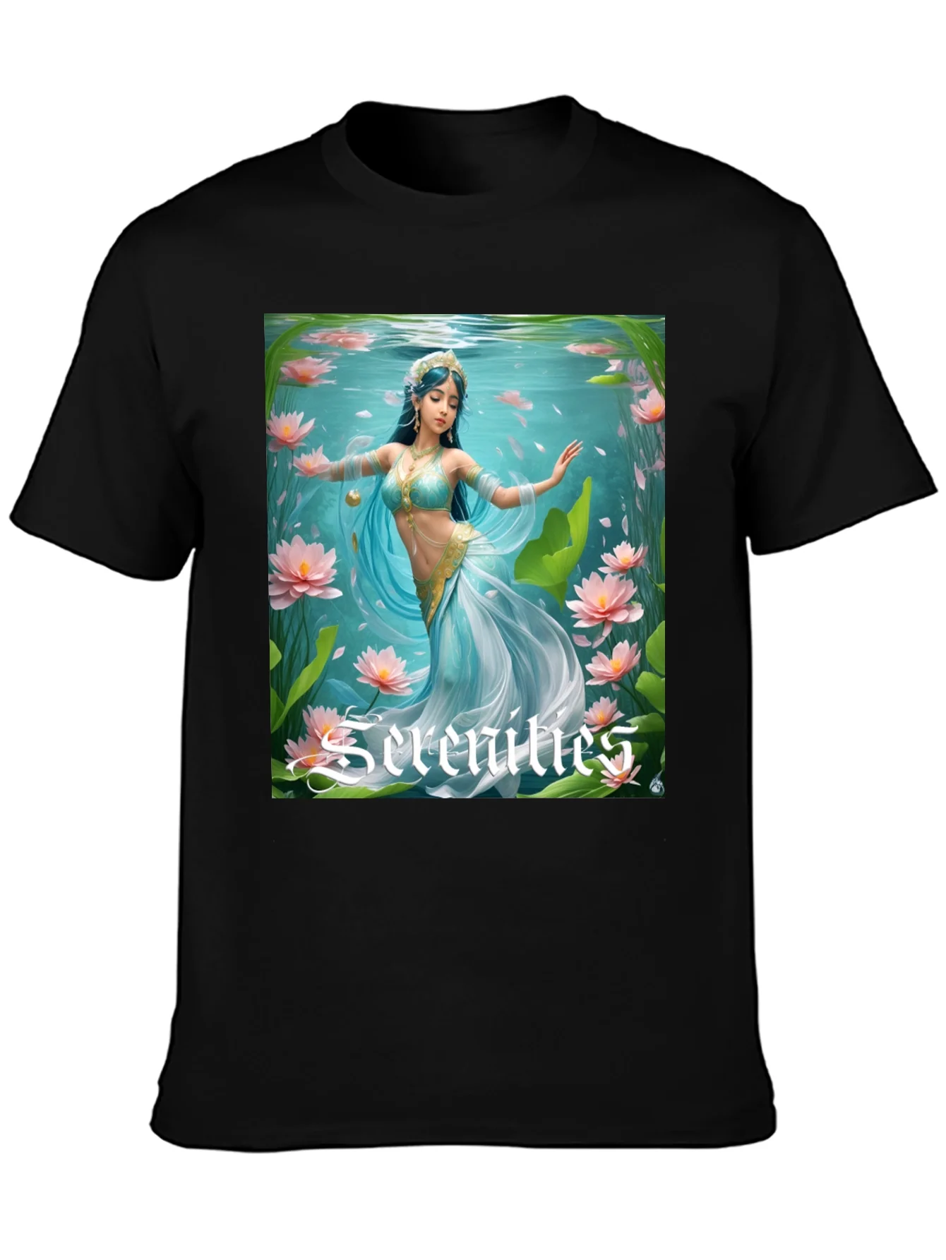 Camiseta Negra con Dise?o Acu¨¢tico de Serenidad