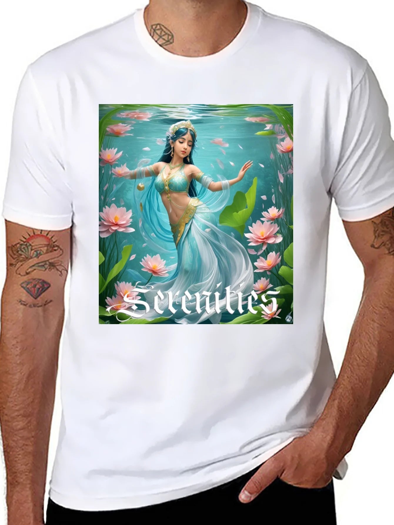 Camiseta Negra con Dise?o Acu¨¢tico de Serenidad