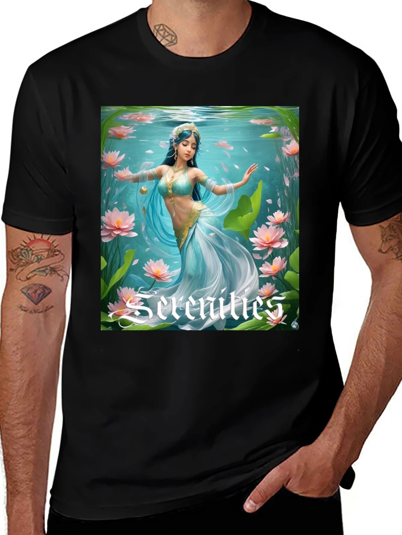 Camiseta Negra con Dise?o Acu¨¢tico de Serenidad