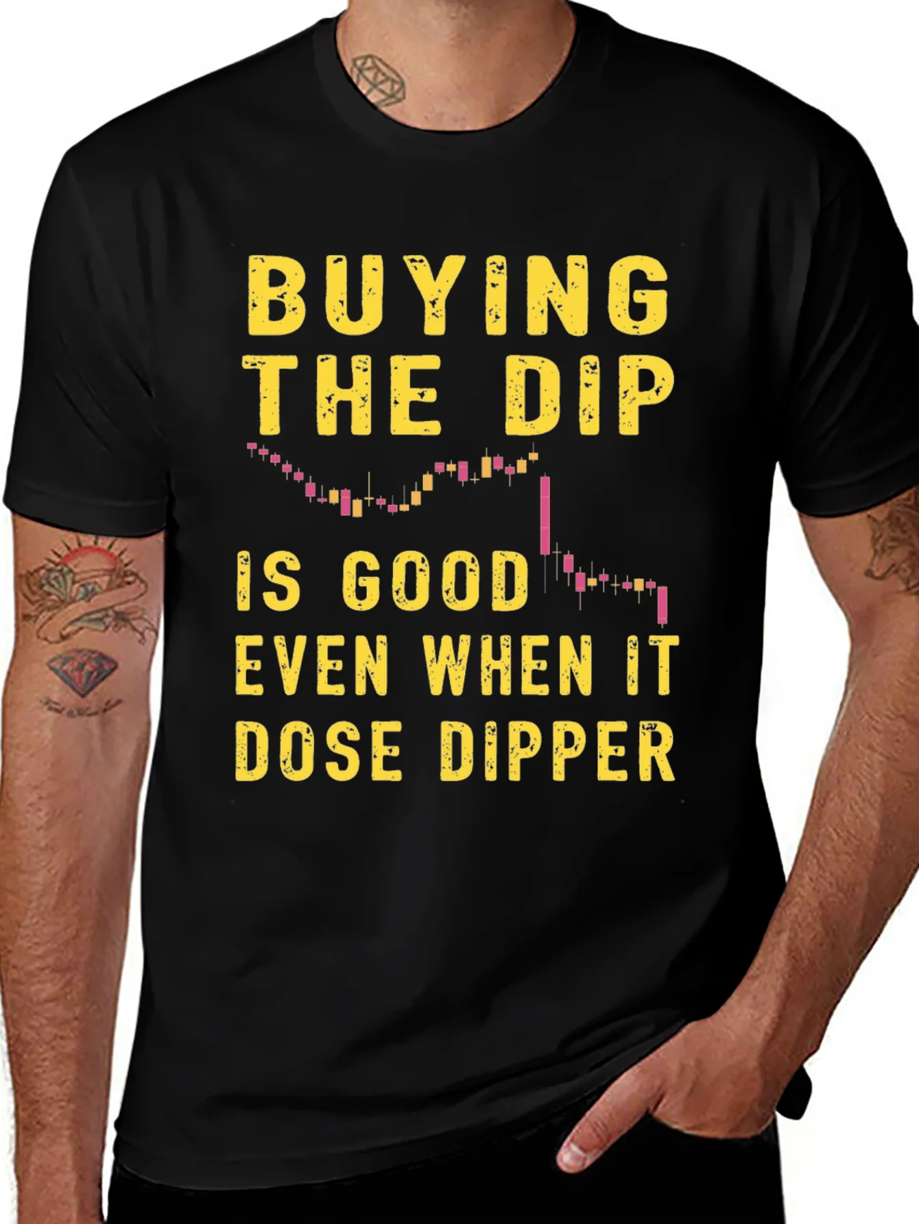 Camiseta Negra Buying the Dip para Inversi¨®n