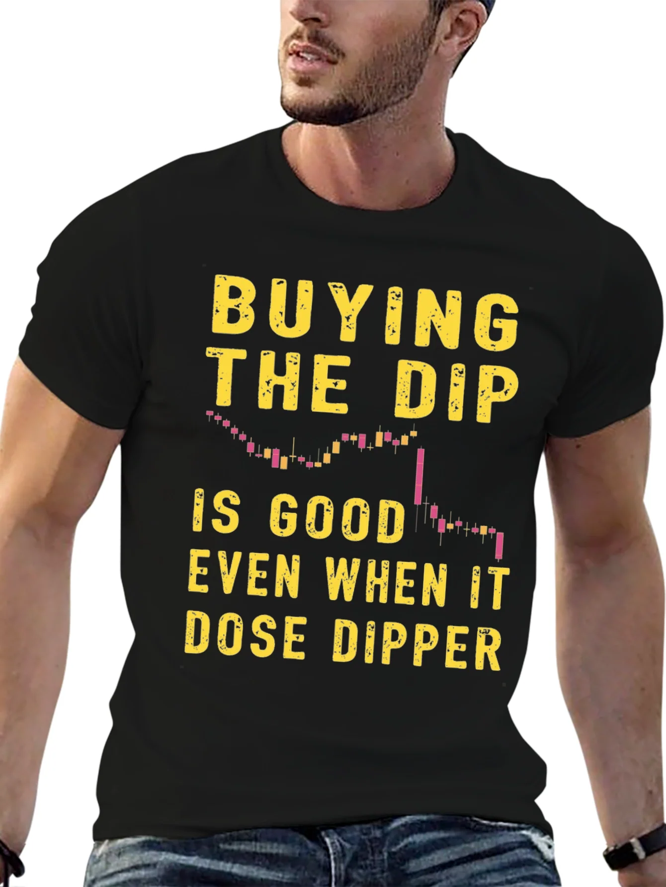Camiseta Negra Buying the Dip para Inversi¨®n