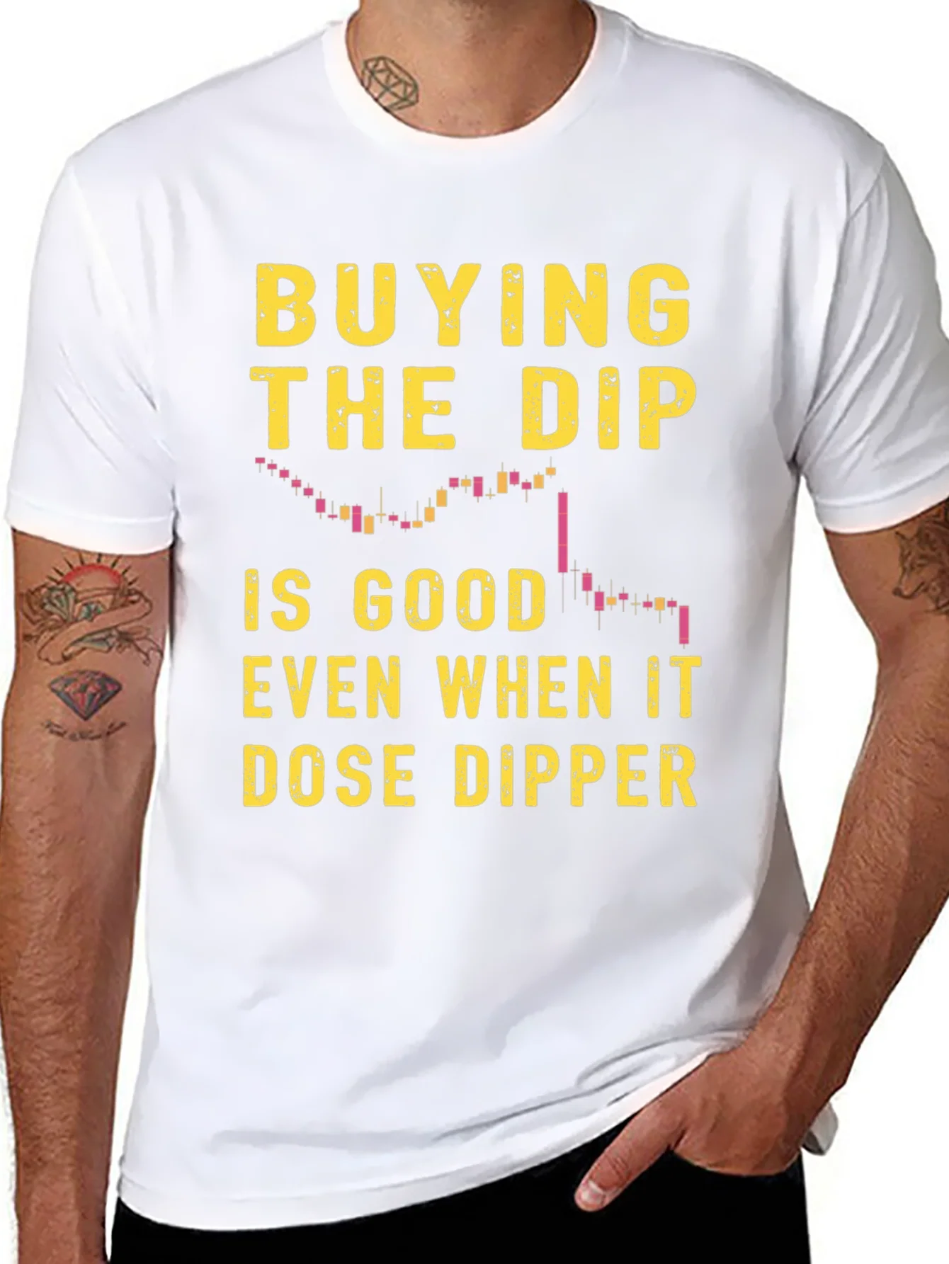 Camiseta Negra Buying the Dip para Inversi¨®n