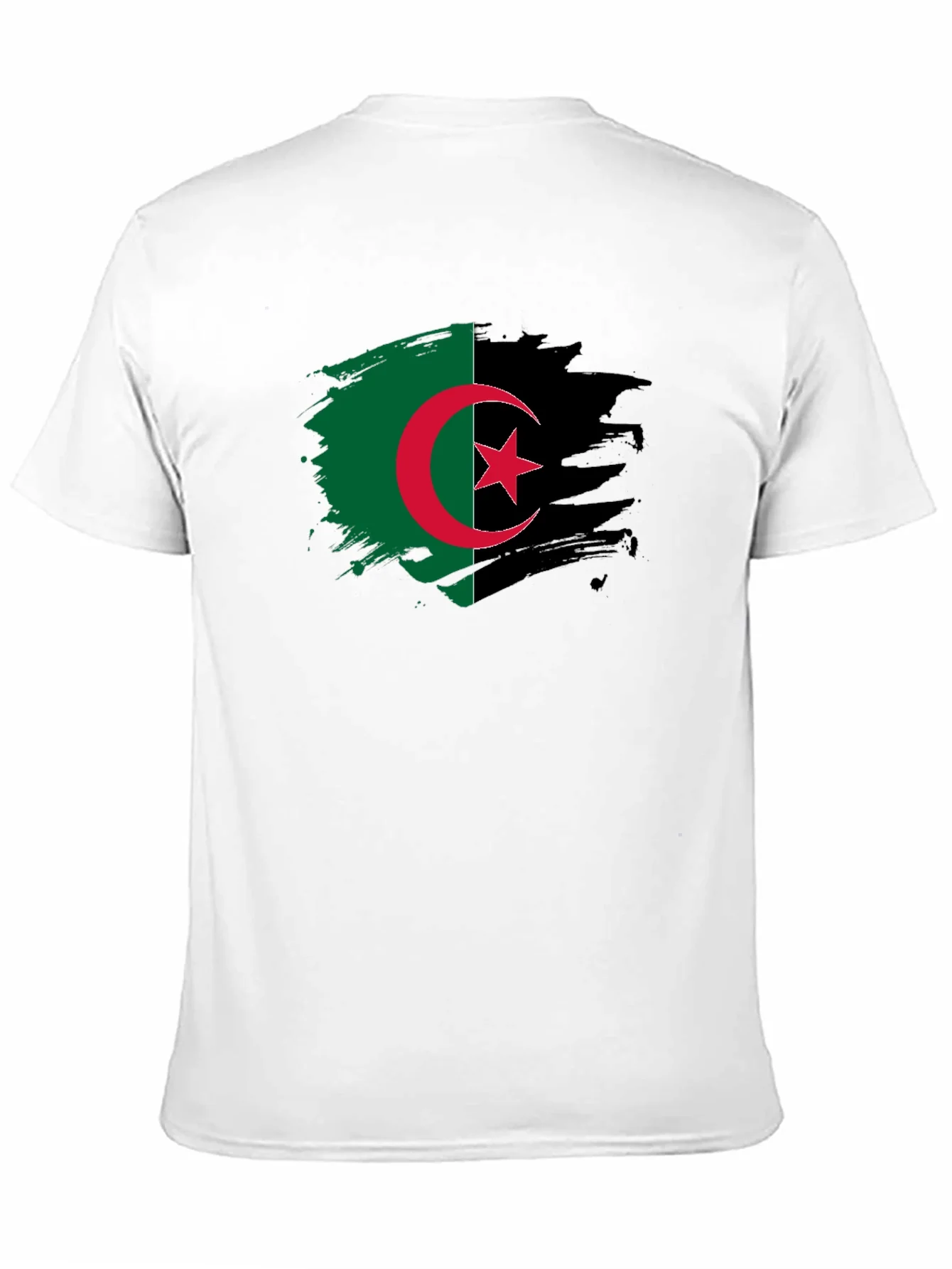 Camiseta Negra Argelia - Dise?o Bandera Pincelada