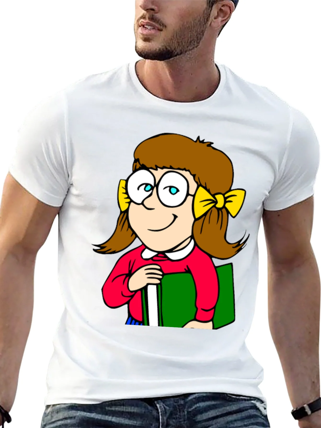 Camiseta Negra con Dise?o de Ni?a Inteligente