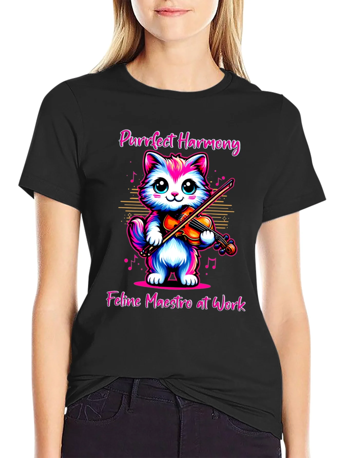 Camiseta Gato Violinista: Armon¨ªa Felina