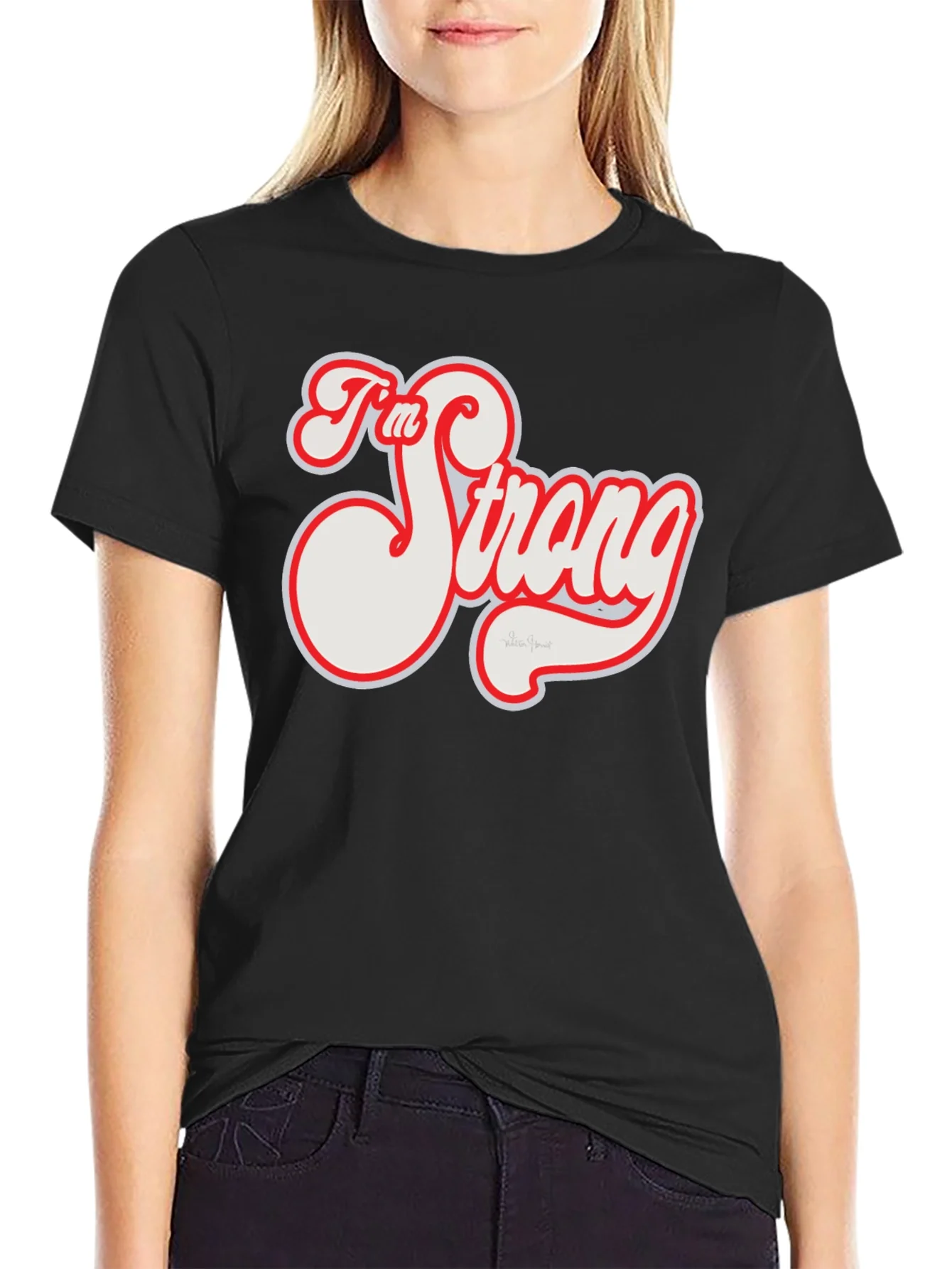 Camiseta Negra Im Strong Estilo Retro