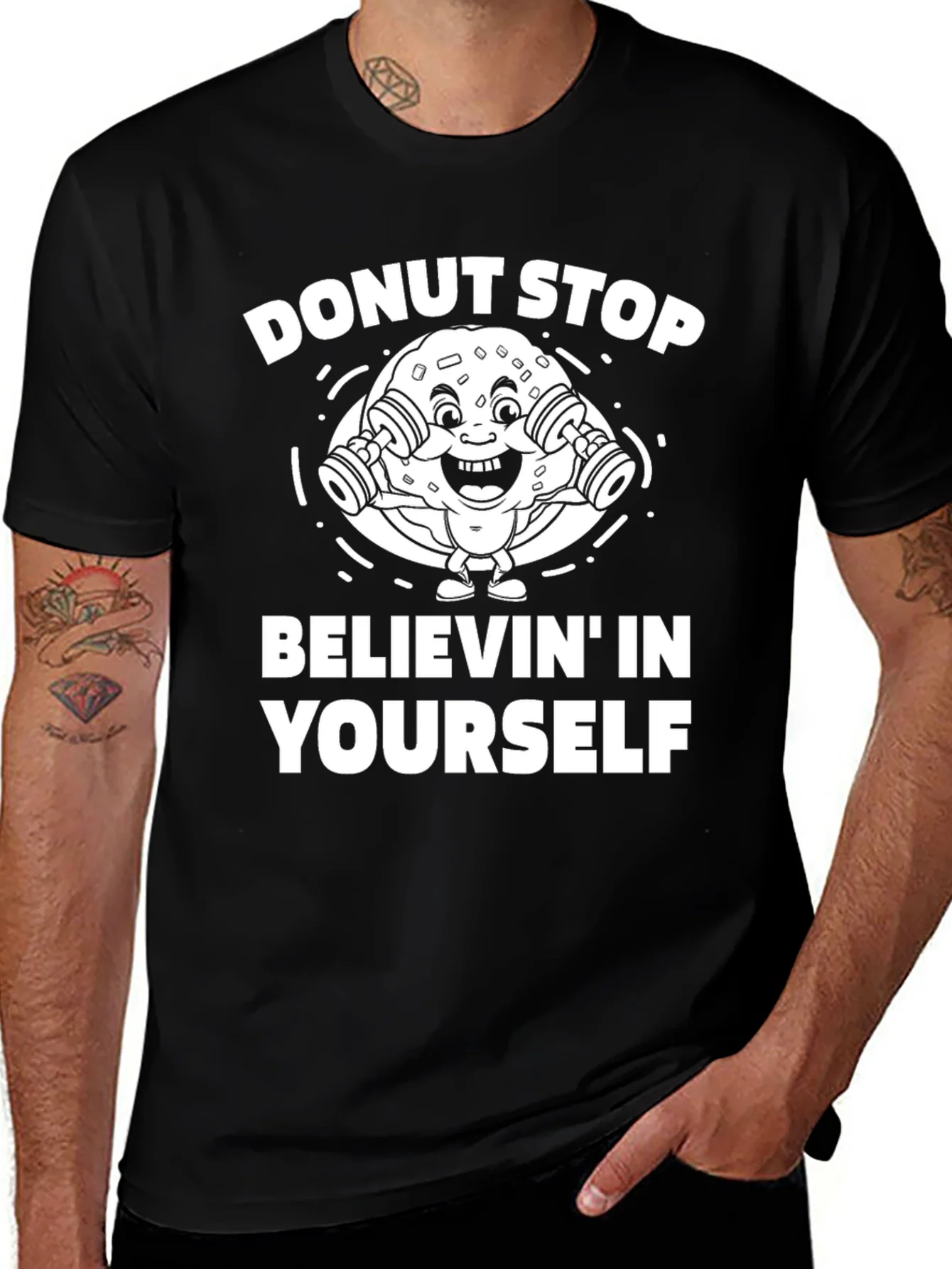 Camiseta Negra con Dise?o Donut Stop Believin