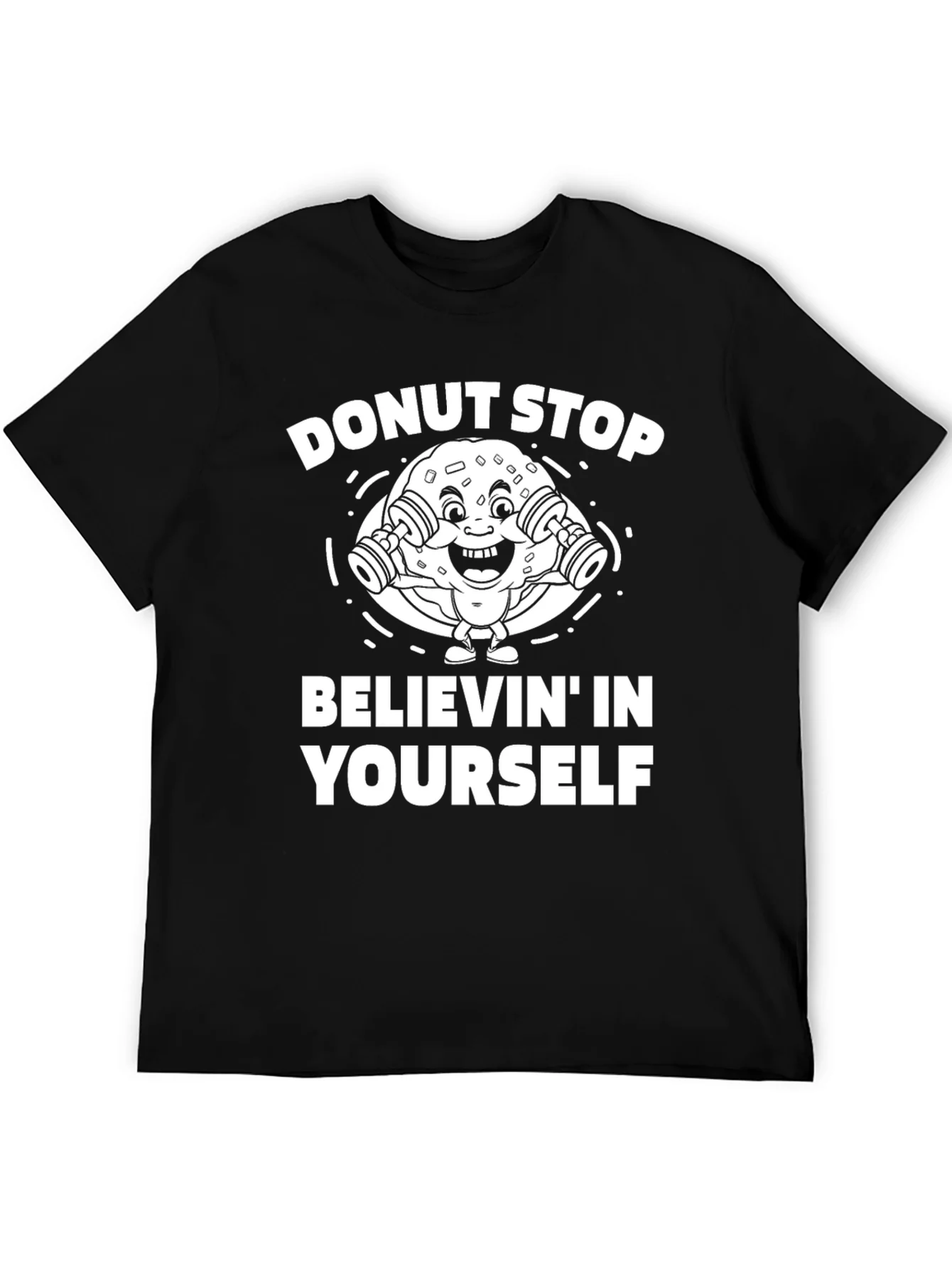 Camiseta Negra con Dise?o Donut Stop Believin