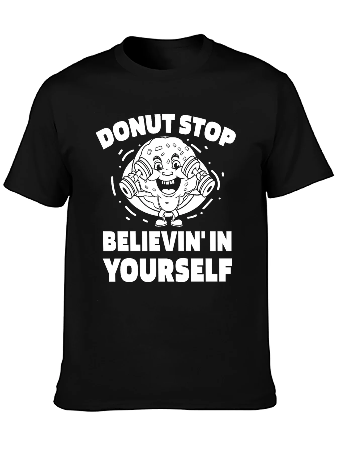 Camiseta Negra con Dise?o Donut Stop Believin