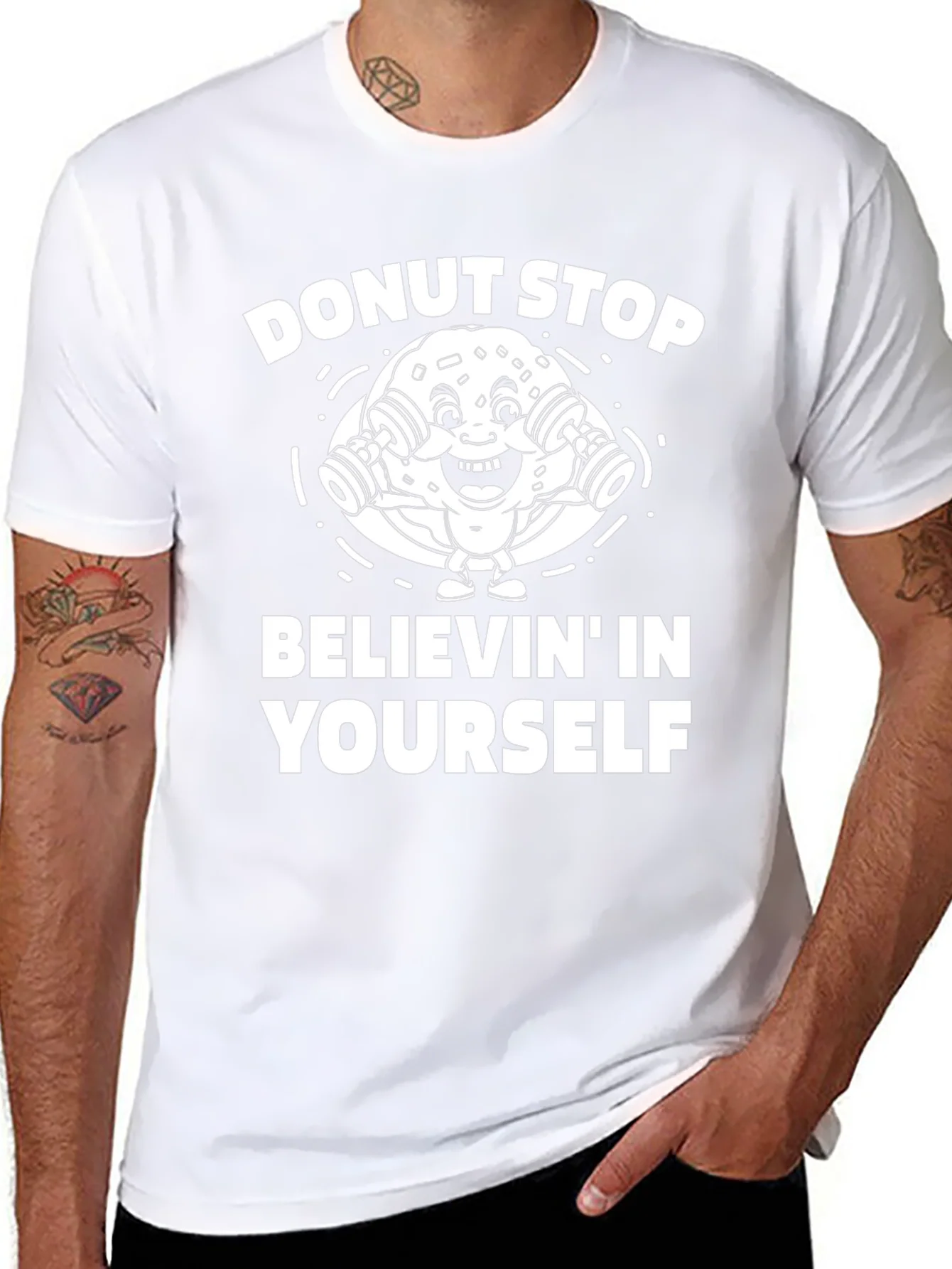 Camiseta Negra con Dise?o Donut Stop Believin