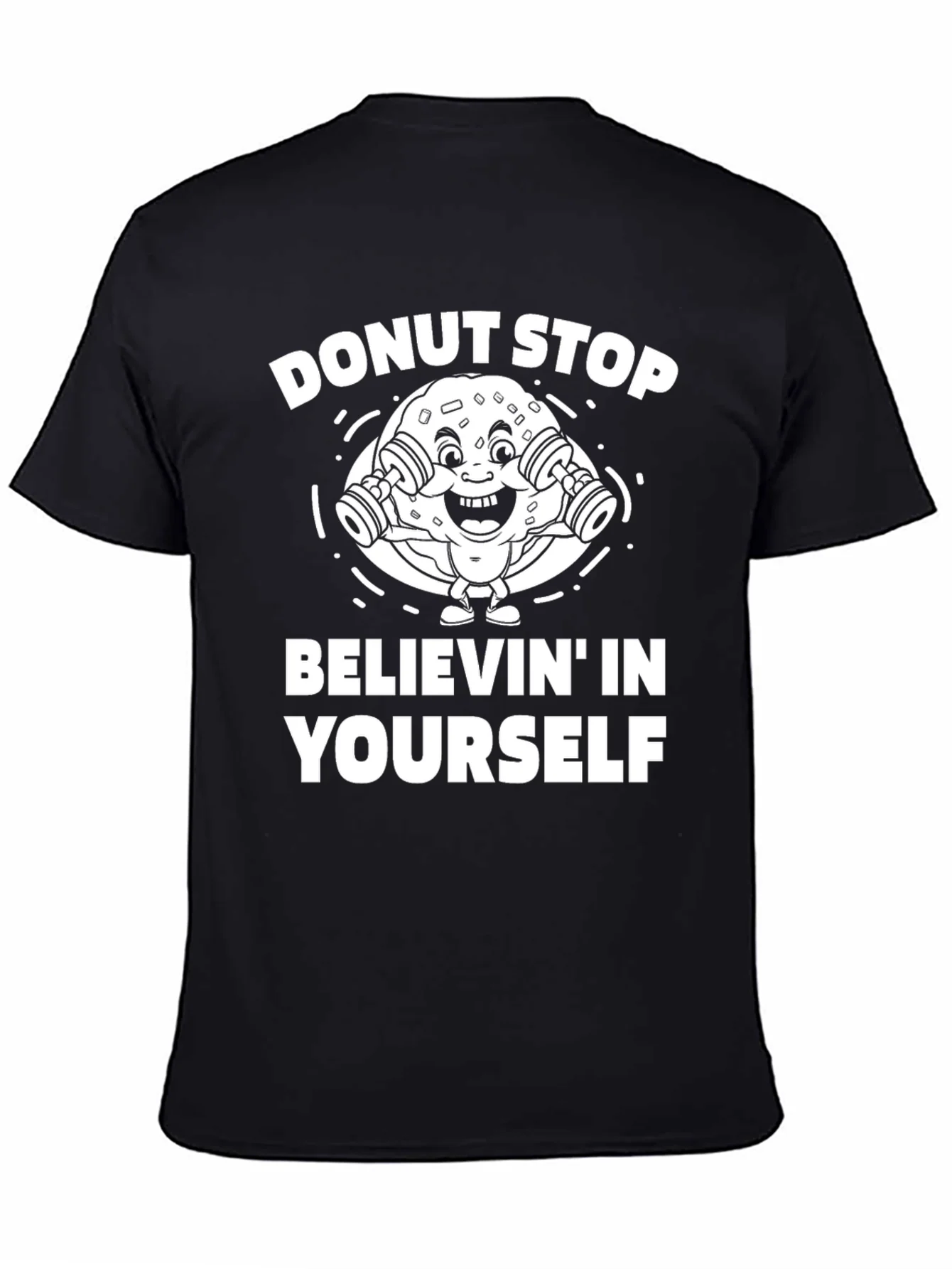 Camiseta Negra con Dise?o Donut Stop Believin