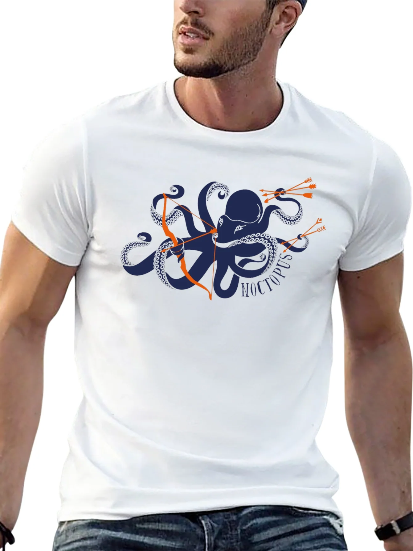 Camiseta Negra con Dise?o de Pulpo Arquero