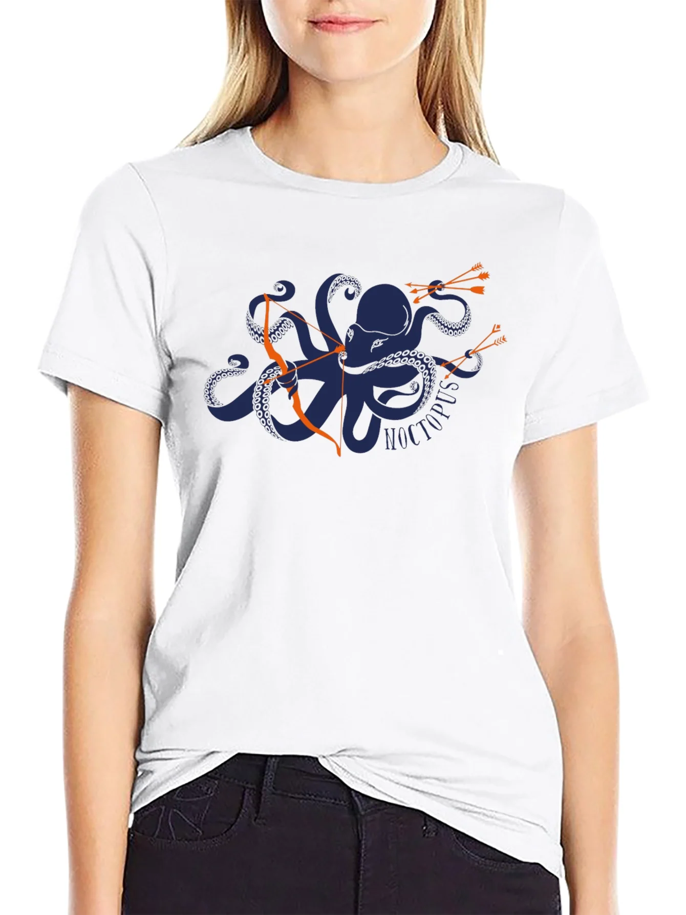Camiseta Negra con Dise?o de Pulpo Arquero