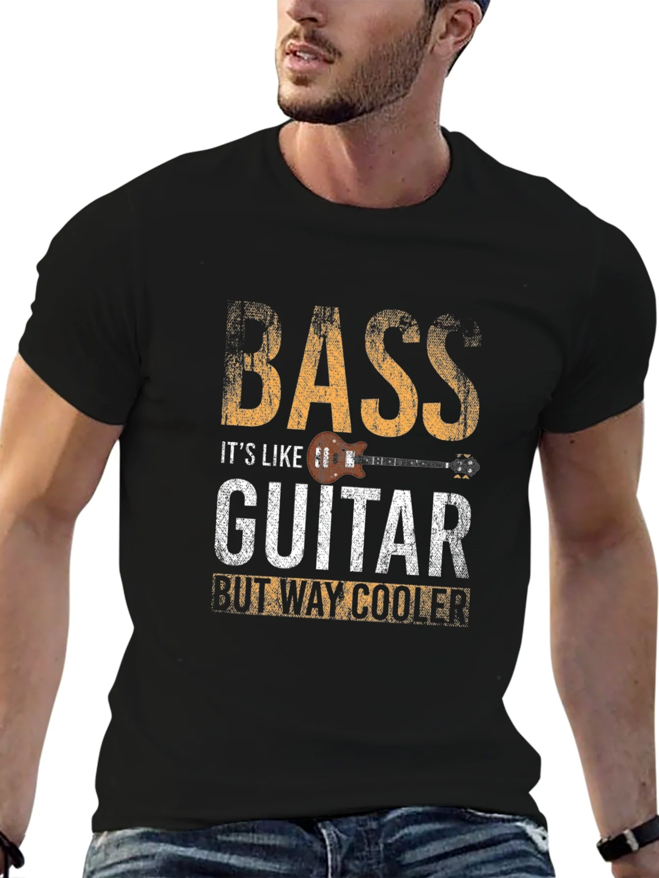 Camiseta Negra Bass Guitar Way Cooler
