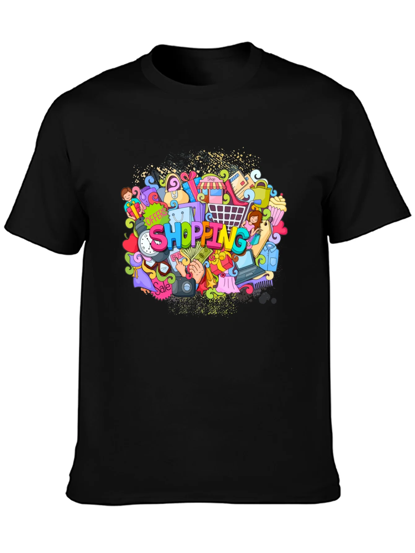 Camiseta Negra Estampado Shopping