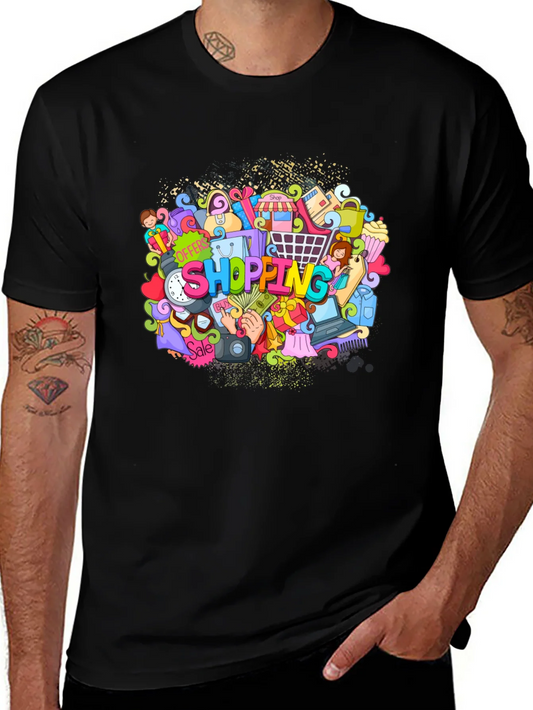 Camiseta Negra Estampado Shopping