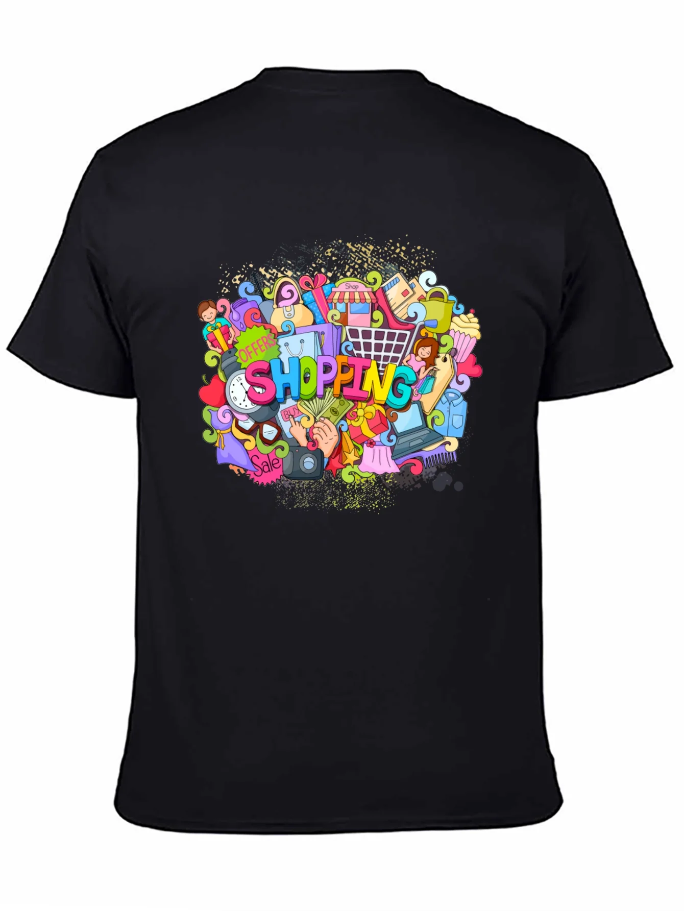 Camiseta Negra Estampado Shopping