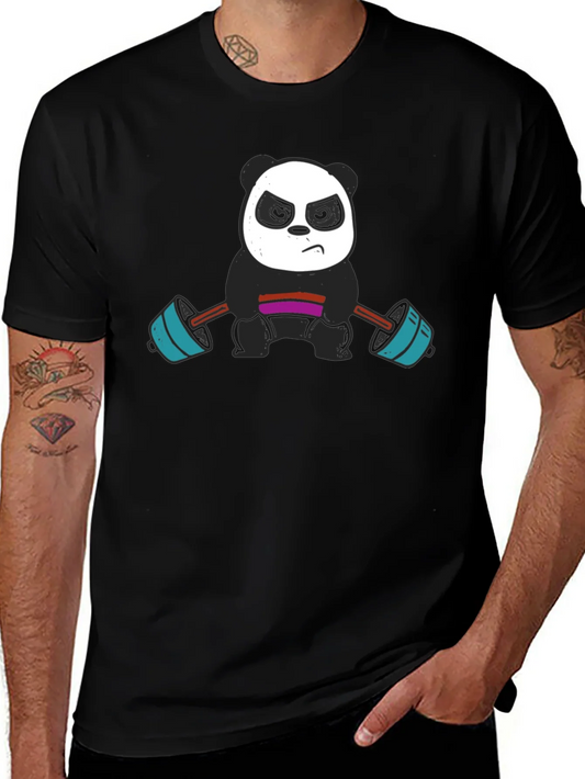 Rebbecca Weightlifting Panda Graphic Tee - Black Cotton T-Shirt