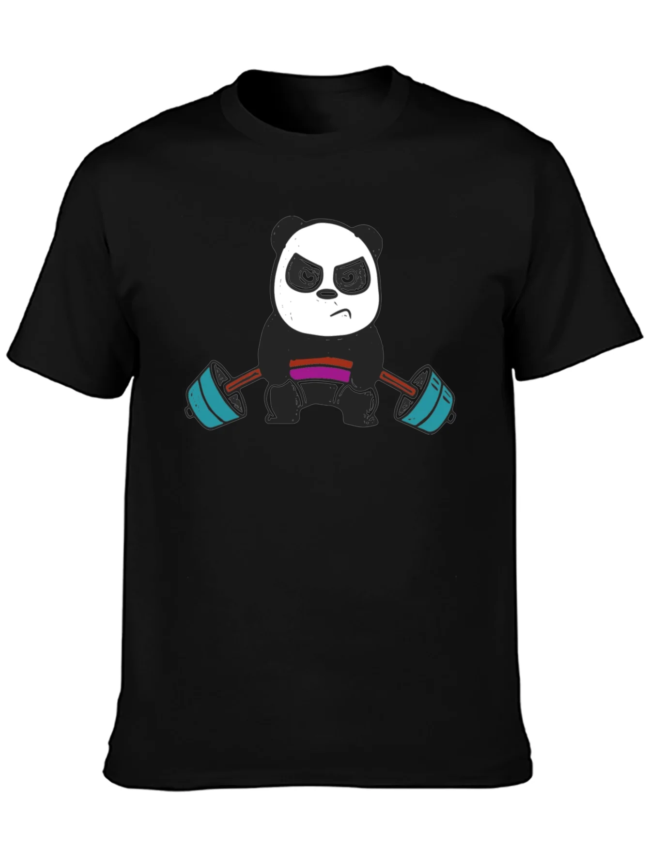 Rebbecca Weightlifting Panda Graphic Tee - Black Cotton T-Shirt