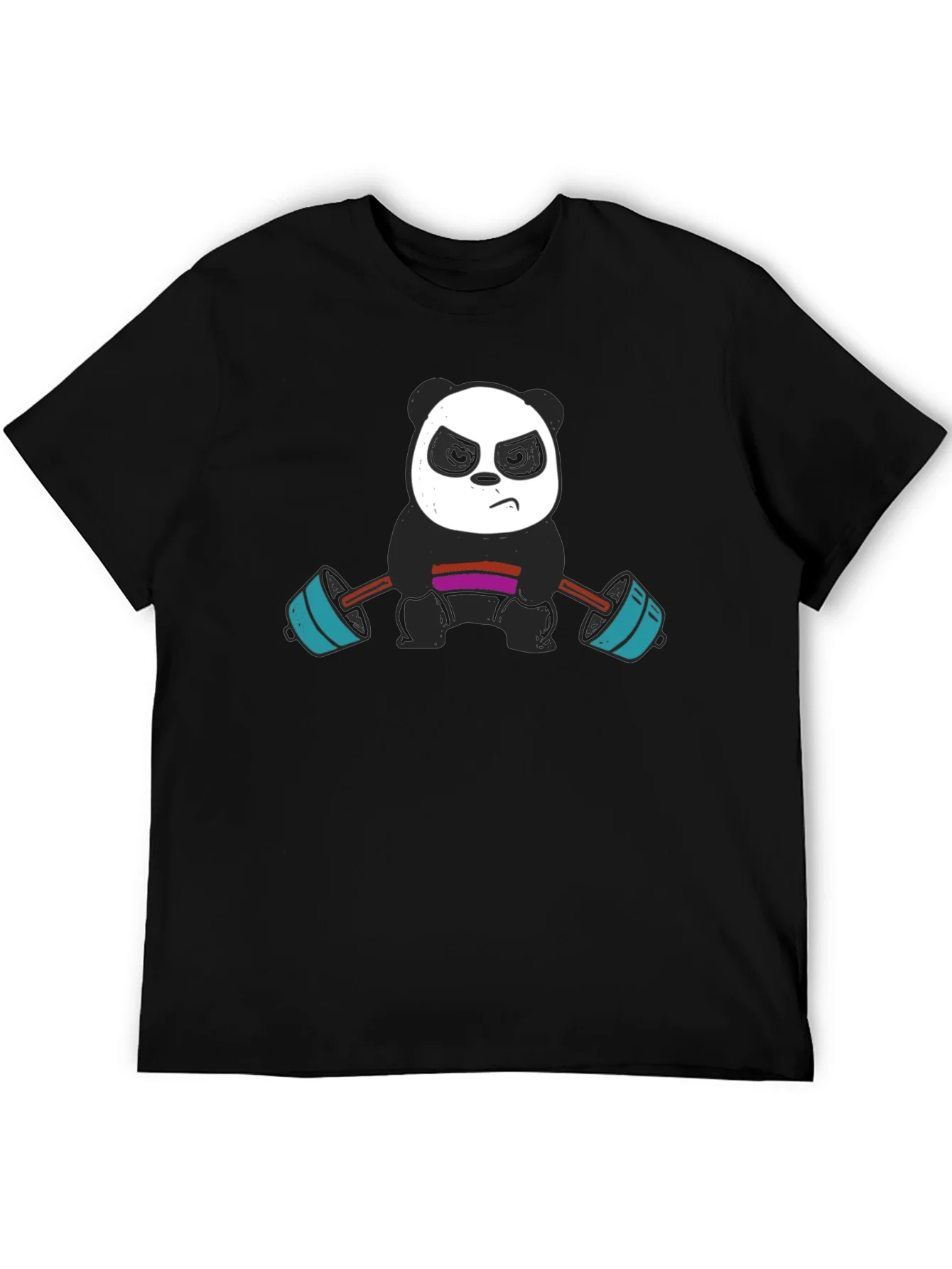 Rebbecca Weightlifting Panda Graphic Tee - Black Cotton T-Shirt