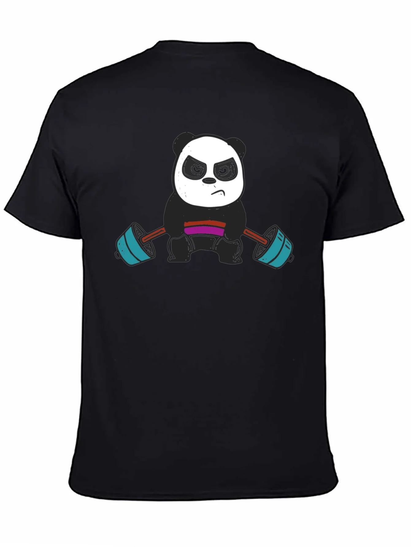 Rebbecca Weightlifting Panda Graphic Tee - Black Cotton T-Shirt
