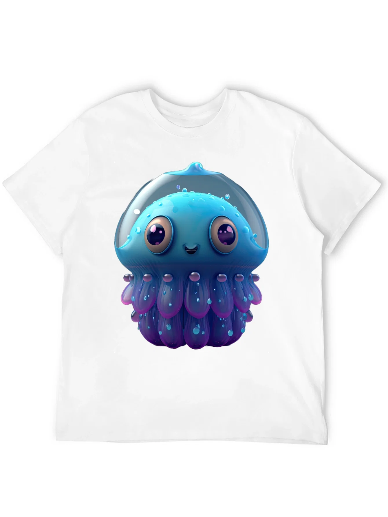 Rebbecca Cartoon Jellyfish Graphic Tee - Black Casual T-Shirt