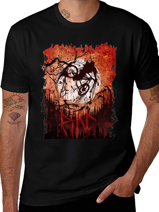 Rebbecca Mountain Bike Rider Graphic Tee - Mens Black T-Shirt
