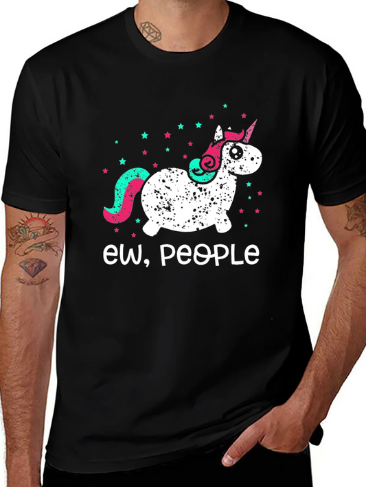 Rebbecca Ew People Unicorn Graphic Tee - Black Cotton T-Shirt