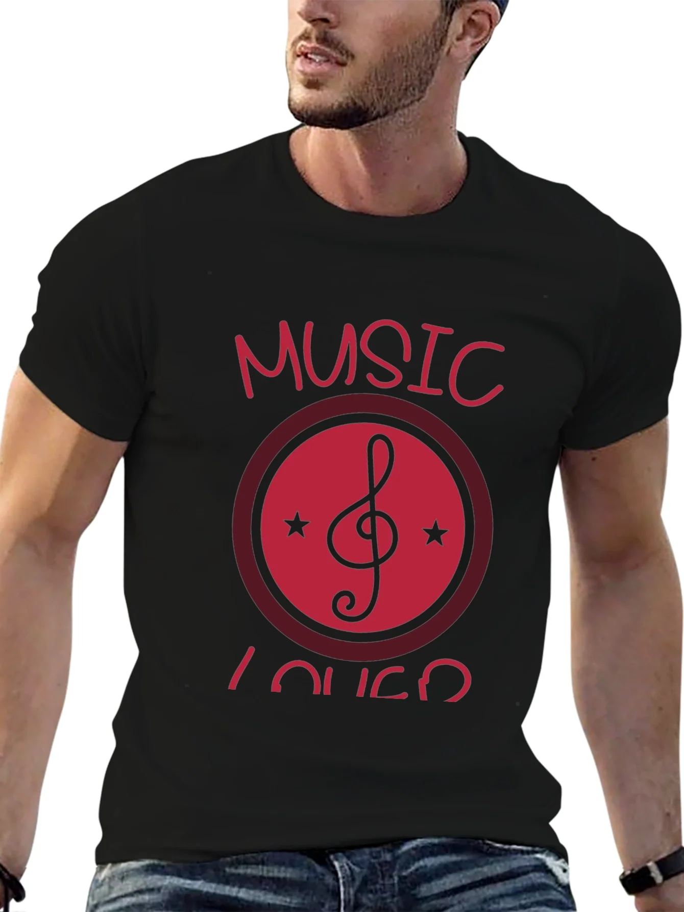 Camiseta Negra con Dise?o Musical