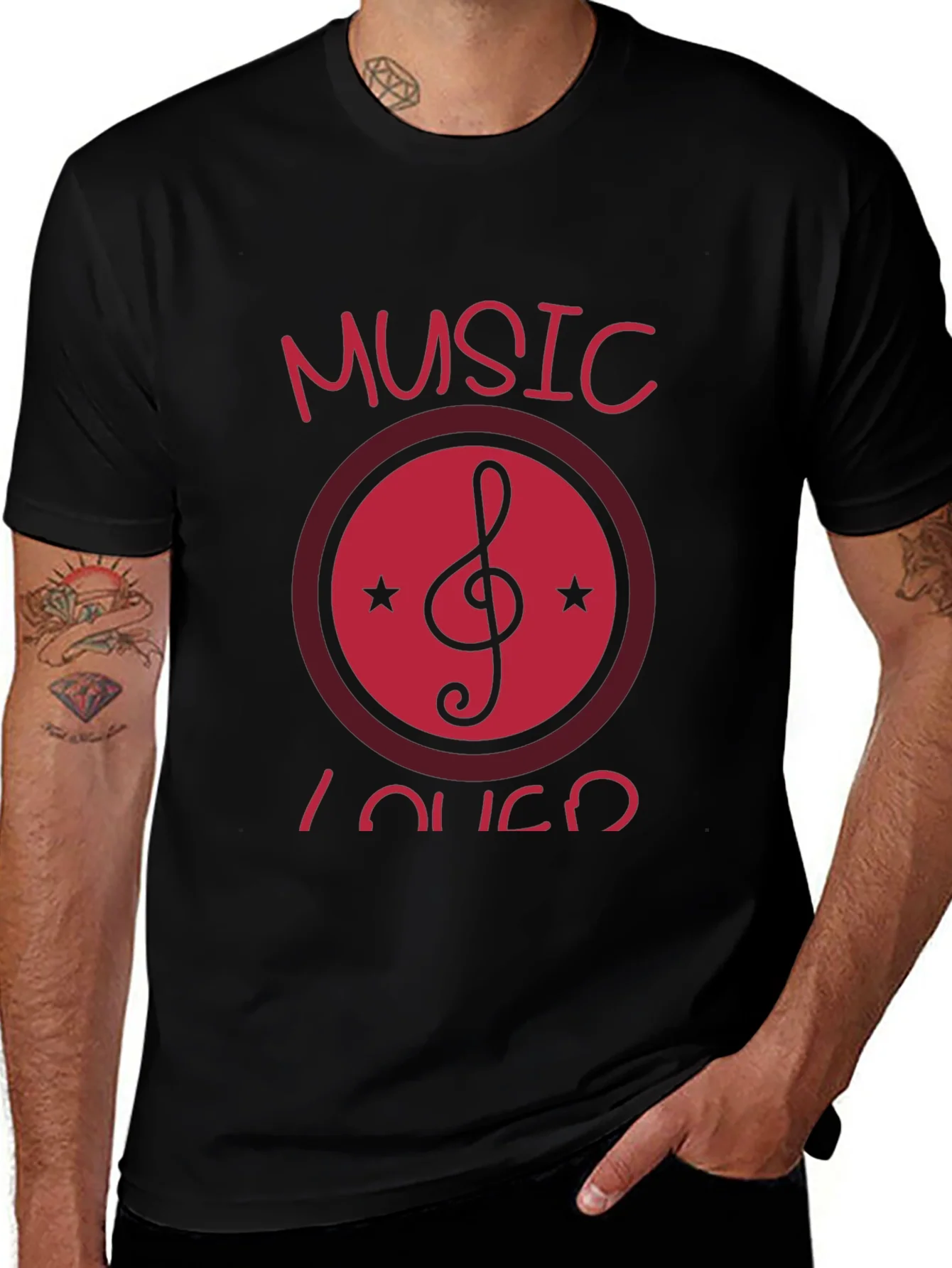 Camiseta Negra con Dise?o Musical