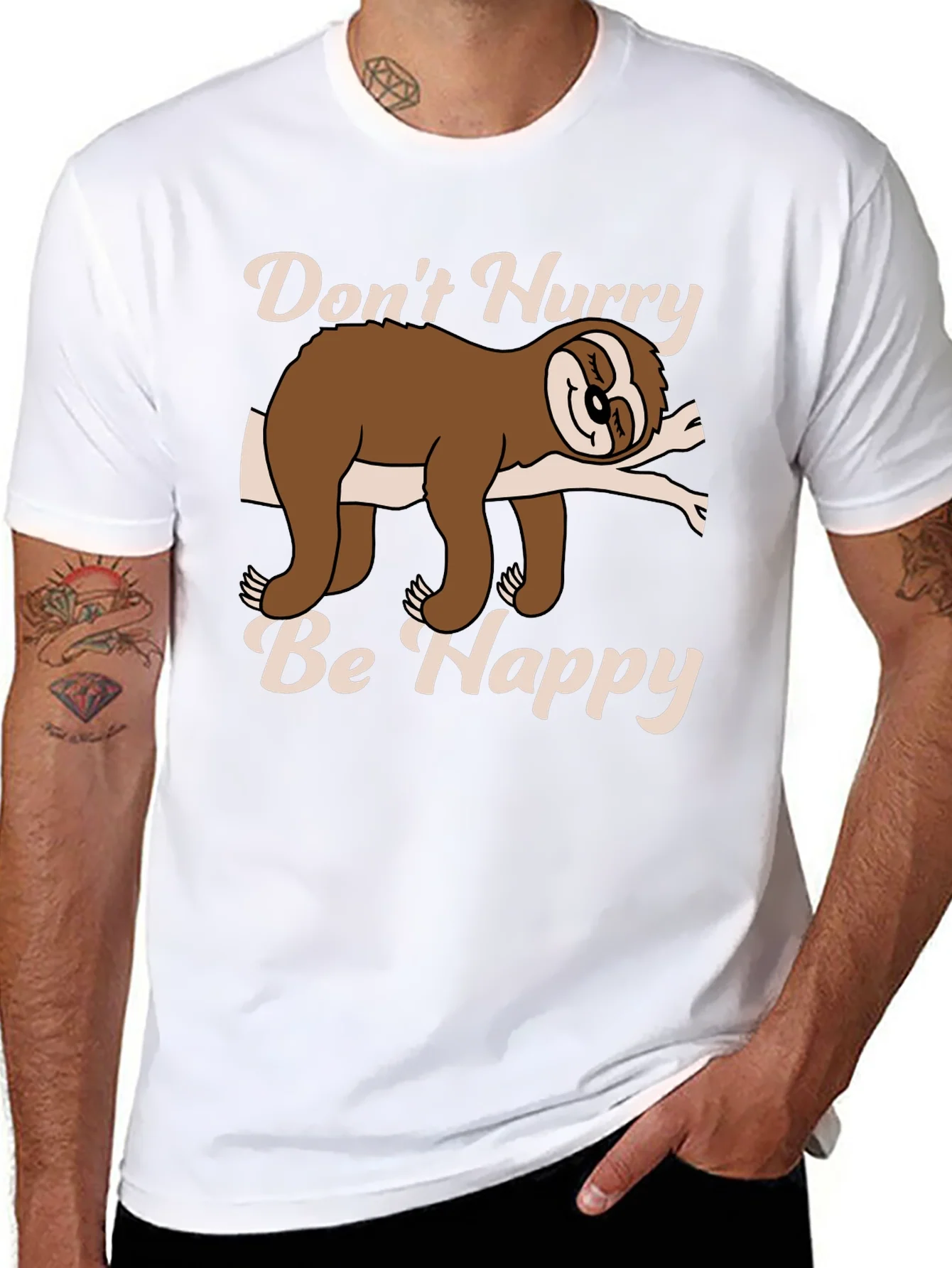 Rebbecca Dont Hurry Be Happy Sloth T-Shirt